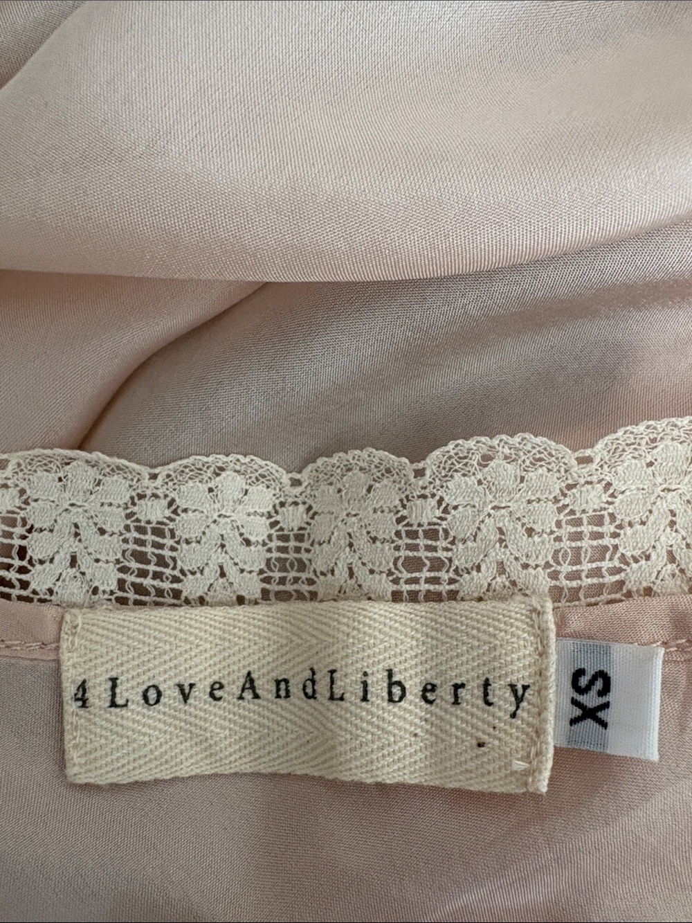 For Love & Liberty silk Blush Pink Lace-Trim Slip/cami. Perfect! - Picture 5 of 6
